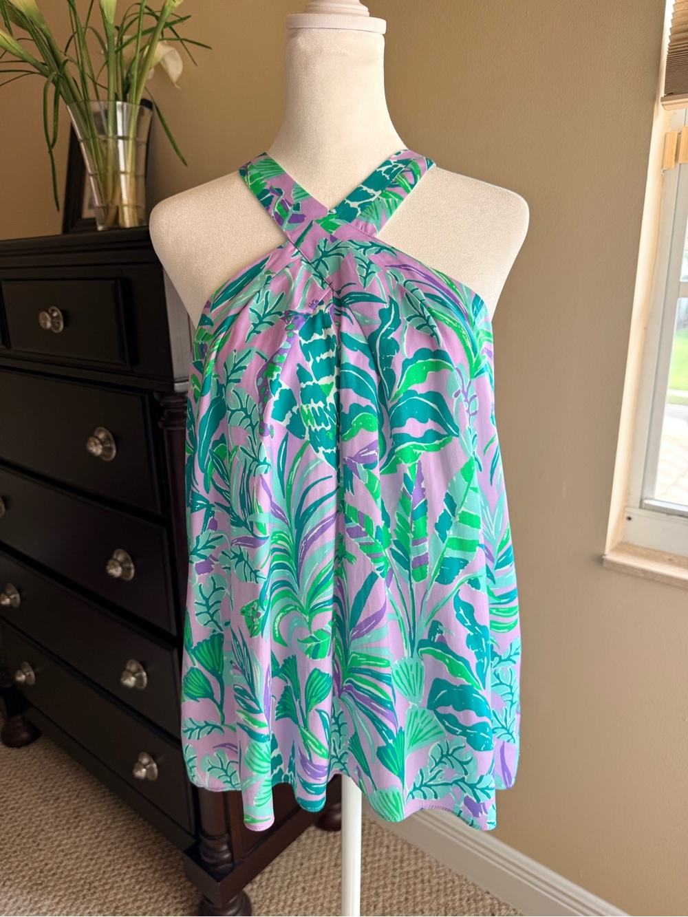 NWT Lilly Pulitzer Rori Halter Top | M | Purple Iris On The Chase Print